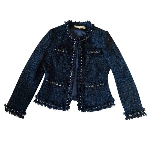 Boston Proper Parisian Tweed Blue Blazer - Picture 3 of 8